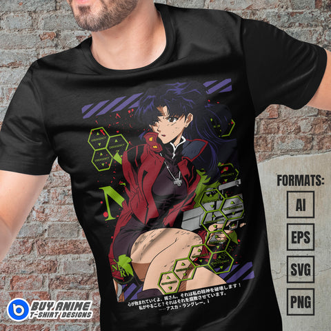 Premium Misato Neon Genesis Evangelion Anime Vector T-shirt Design Template #2