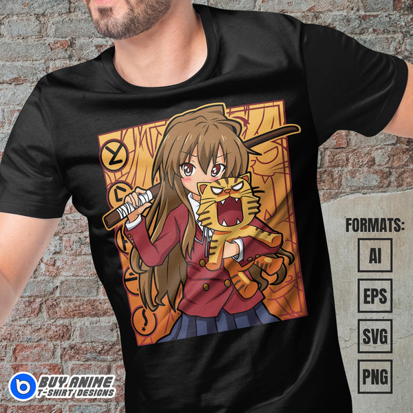 Premium Taiga Aisaka Toradora Anime Vector T-shirt Design Template ...