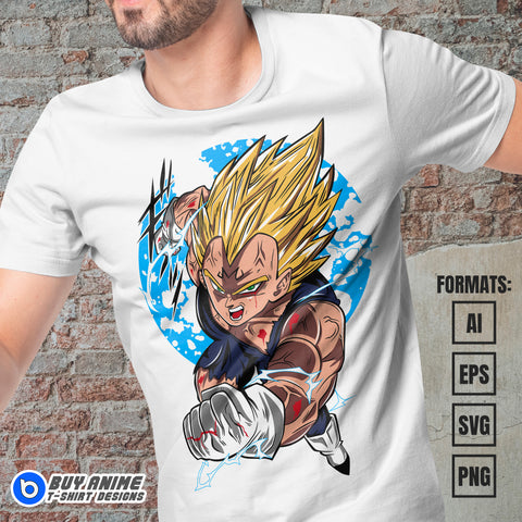 Premium Majin Vegeta Dragon Ball Anime Vector T-shirt Design Template #3