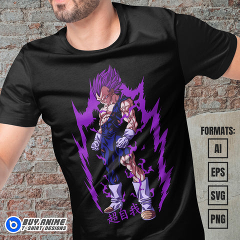 Premium Vegeta Ego Dragon Ball Anime Vector T-shirt Design Template