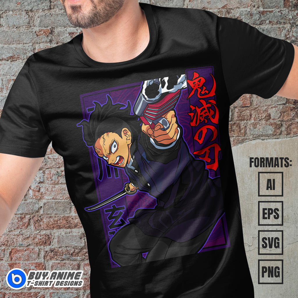 Premium Genya Demon Slayer Anime Vector T-shirt Design Template #3