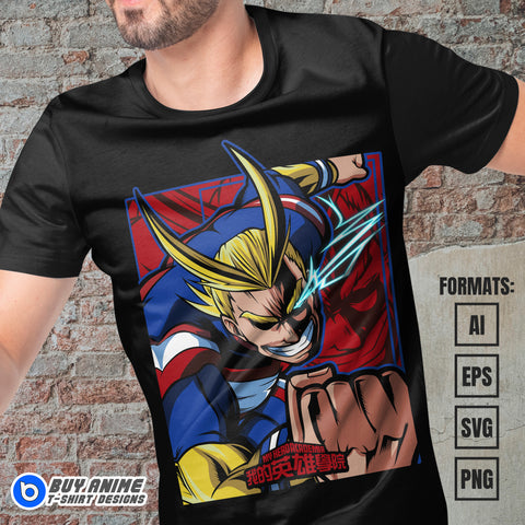 Premium All Might My Hero Academia Anime Vector T-shirt Design Template #5