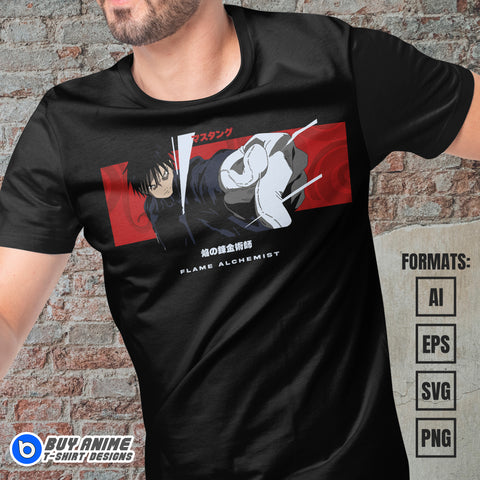 Premium Roy Mustang Fullmetal Alchemist Anime Vector T-shirt Design Template #3