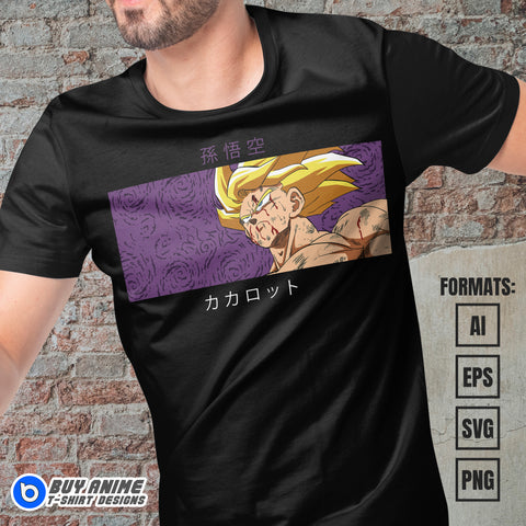 Premium Goku Super Saiyan Dragon Ball Anime Vector T-shirt Design Template #2