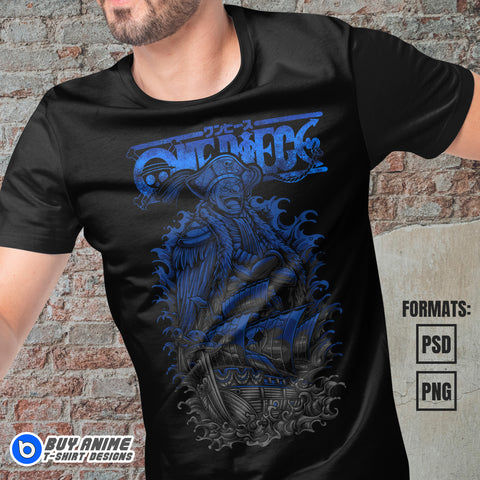 Premium Buggy One Piece Anime Vector T-shirt Design Template