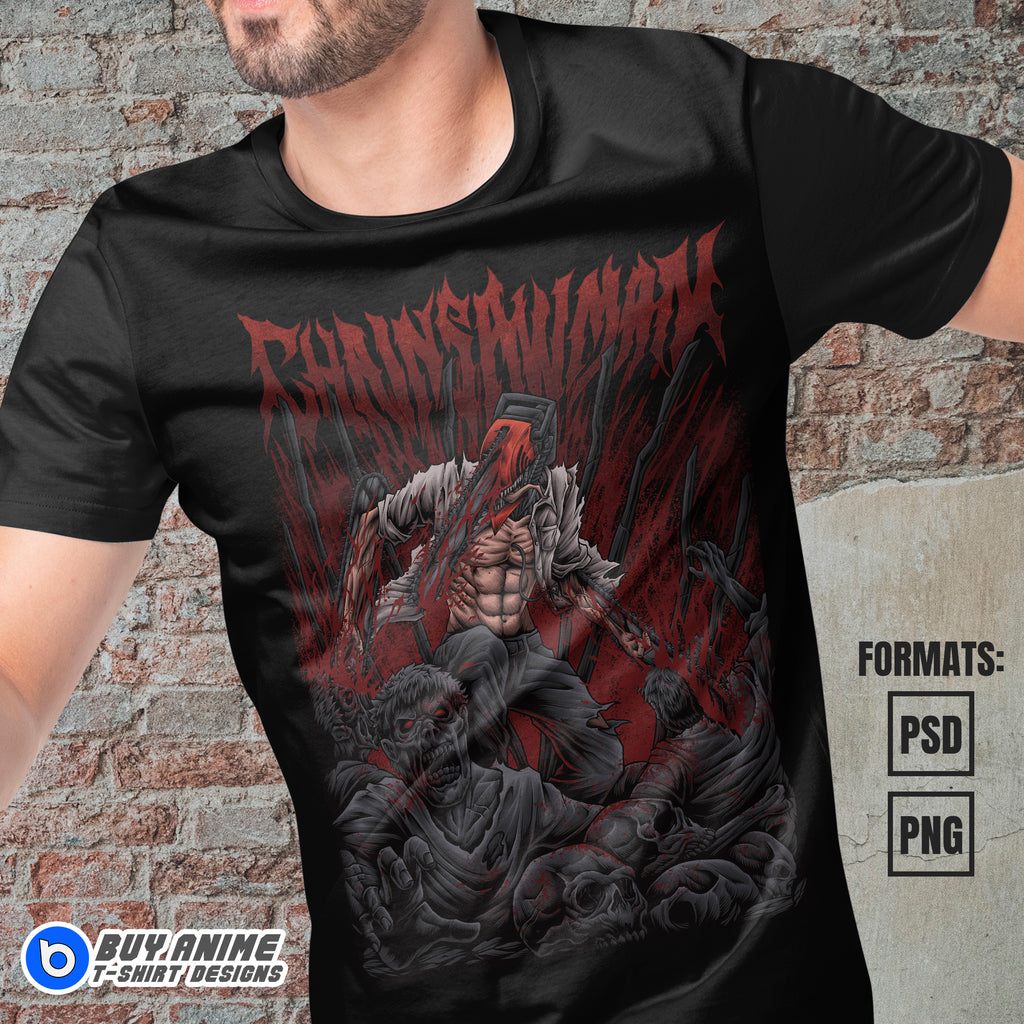 Premium Chainsaw Man Anime Vector T-shirt Design Template #34