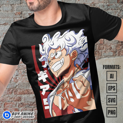 Premium Luffy Gear 5 One Piece Anime Vector T-shirt Design Template #29