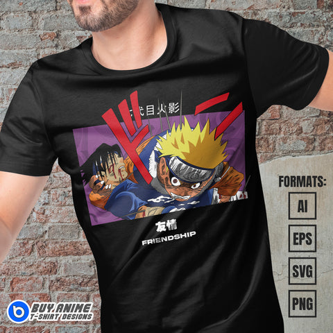 Premium Naruto x Sasuke Anime Vector T-shirt Design Template #3