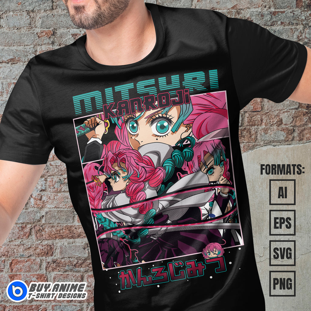 Premium Mitsuri Demon Slayer Anime Vector T-shirt Design Template #12