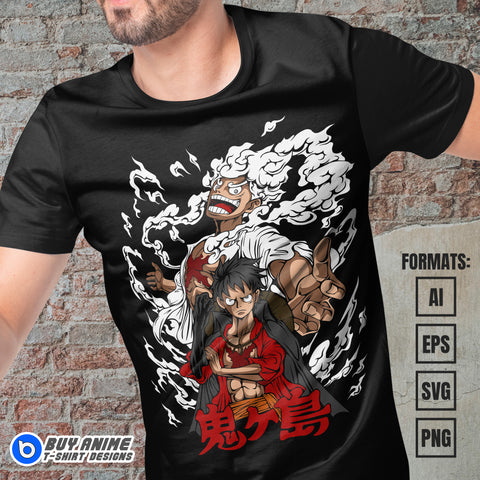 Premium Luffy Gear 5 One Piece Anime Vector T-shirt Design Template #30