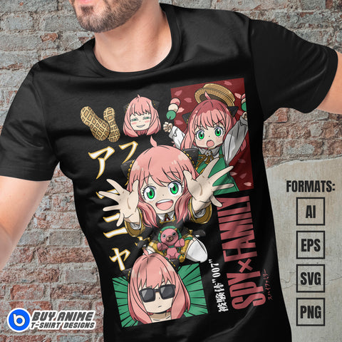 Premium Anya Forger Spy x Family Anime Vector T-shirt Design Template #9