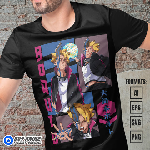 Premium Boruto Otsutsuki Anime Vector T-shirt Design Template