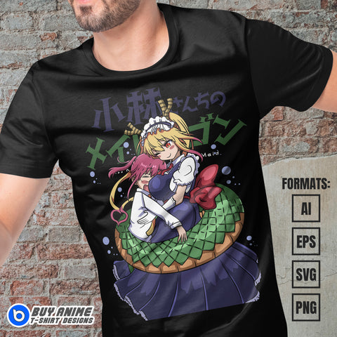 Premium Dragon Maid Anime Vector T-shirt Design Template