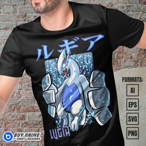 Premium Lugia Pokemon Anime Vector T-shirt Design Template