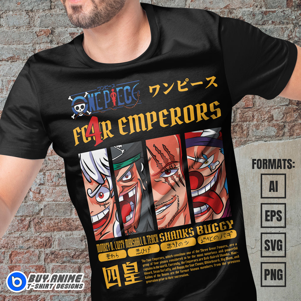 Premium One Piece Four Emperors Anime Vector T-shirt Design Template #3