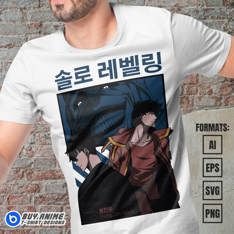 Premium Solo Leveling Anime Vector T-shirt Design Template #3