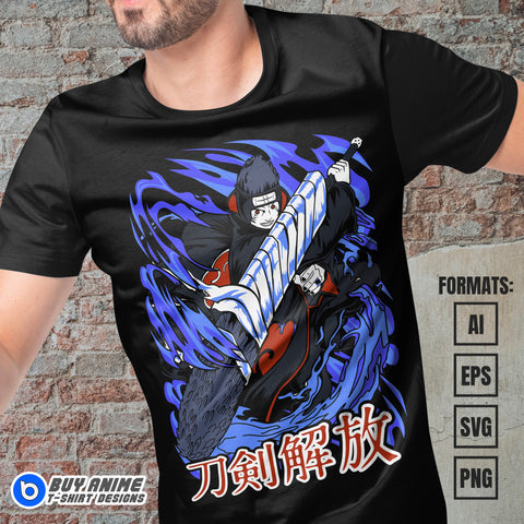 Premium Kisame Naruto Anime Vector T-shirt Design Template #2