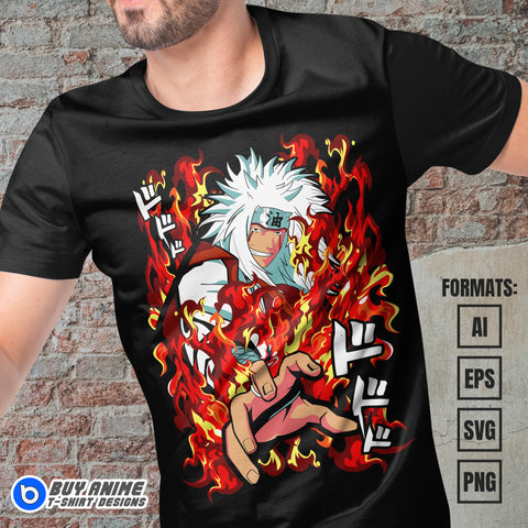  Premium Jiraya Naruto Anime Vector T-shirt Design Template #2