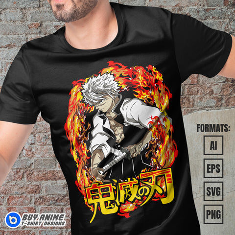Premium Sanemi Demon Slayer Anime Vector T-shirt Design Template #2