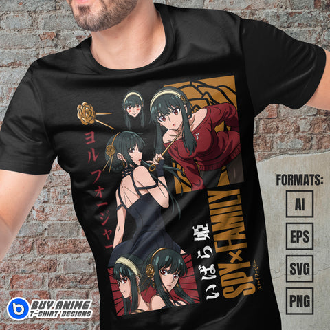 Premium Yor Forger Spy x Family Anime Vector T-shirt Design Template #6