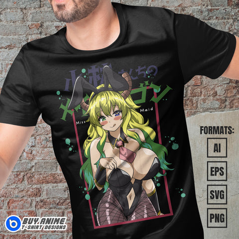 Premium Dragon Maid Anime Vector T-shirt Design Template #2