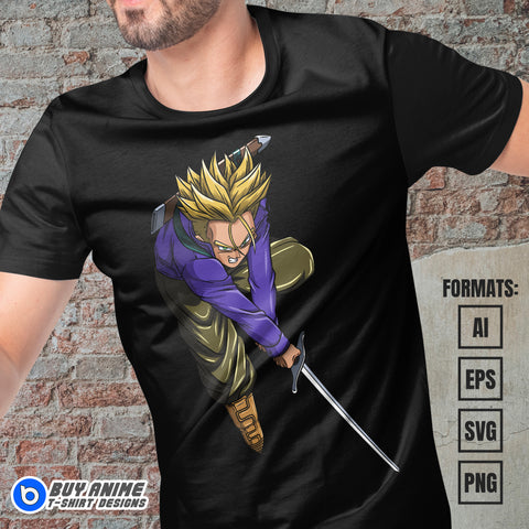 Premium Future Trunks Dragon Ball Z Anime Vector T-shirt Design Template #5