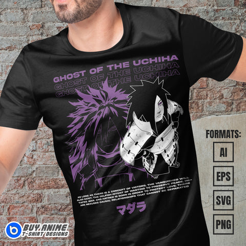 Premium Madara Uchiha Naruto Anime Vector T-shirt Design Template #4
