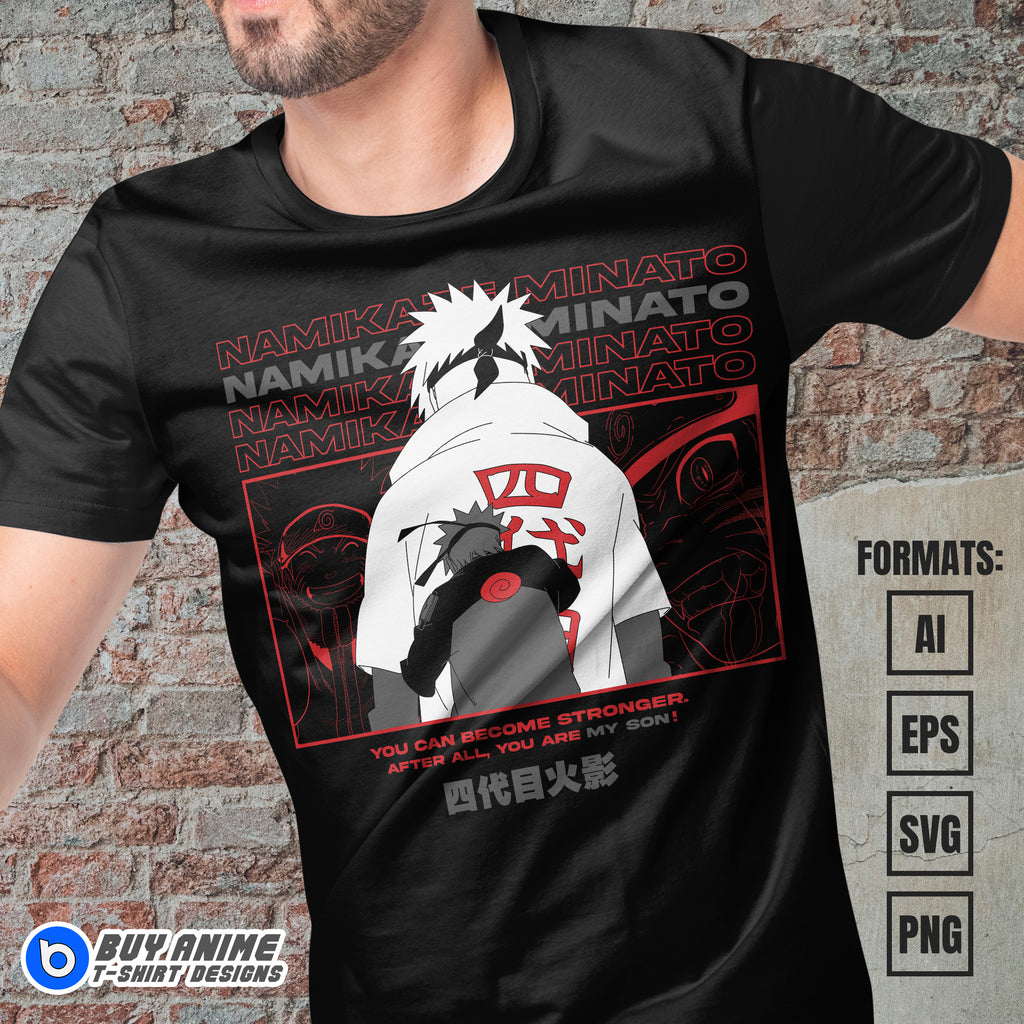 Premium Minato x Naruto Anime Vector T-shirt Design Template