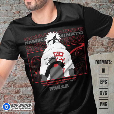 Premium Minato x Naruto Anime Vector T-shirt Design Template