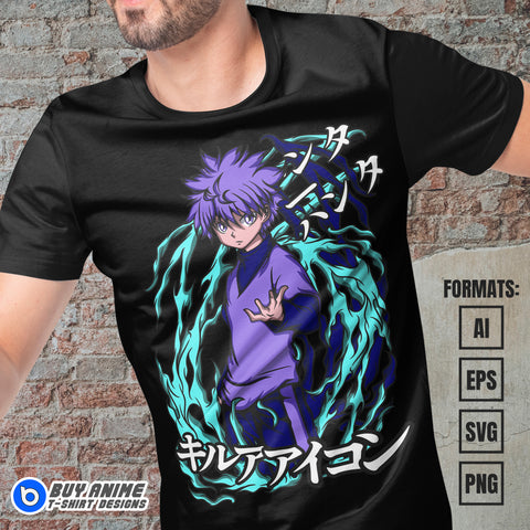 Premium Killua Hunter x Hunter Anime Vector T-shirt Design Template
