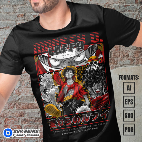 Premium Luffy One Piece Anime Vector T-shirt Design Template #26