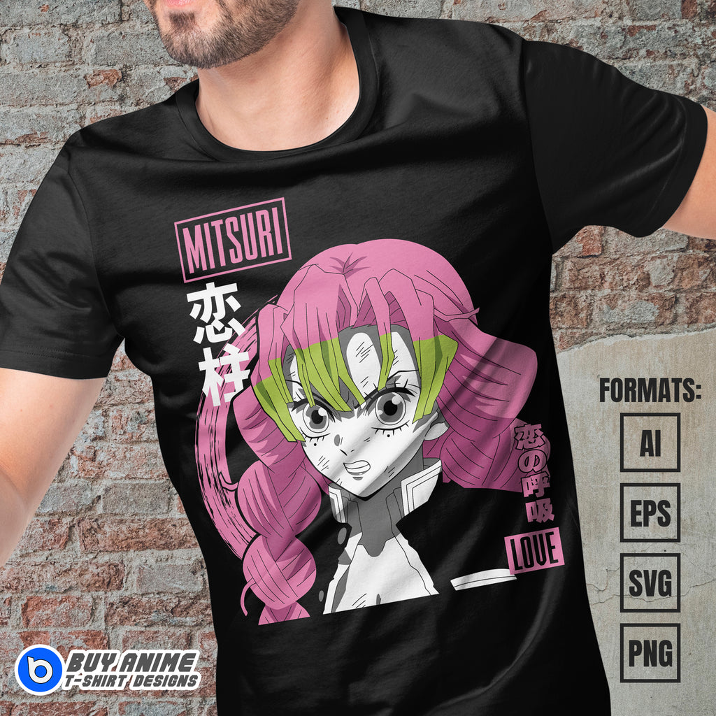 Mitsuri Demon Slayer Anime Vector T-shirt Design Template #13 ...