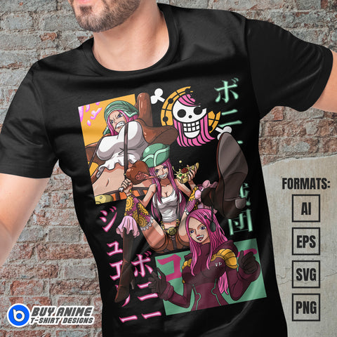 Premium Jewelry Bonney One Piece Anime Vector T-shirt Design Template