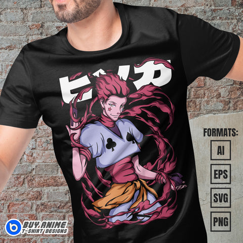 Premium Hisoka Hunter x Hunter Anime Vector T-shirt Design Template #2