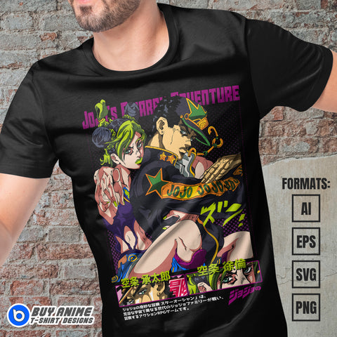 Premium Jojo's Bizarre Adventure Anime Vector T-shirt Design Template #4