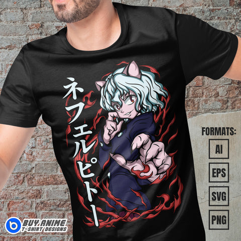 Premium Neferpitou Hunter x Hunter Anime Vector T-shirt Design Template