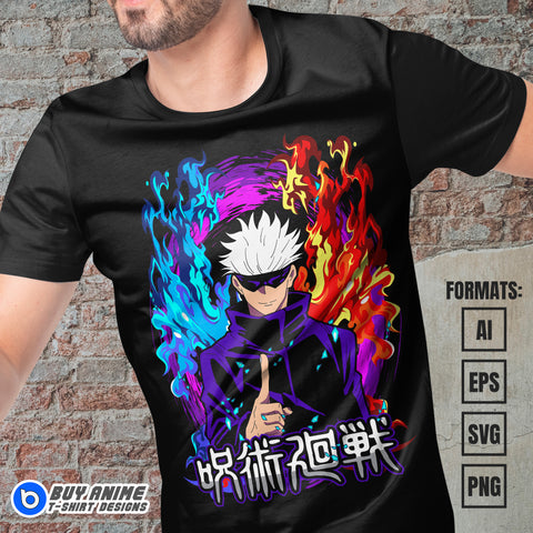 Premium Satoru Gojo Jujutsu Kaisen Anime Vector T-shirt Design Template #11