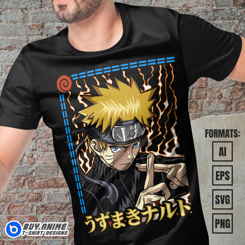 Premium Naruto Uzumaki Anime Vector T-shirt Design Template #17