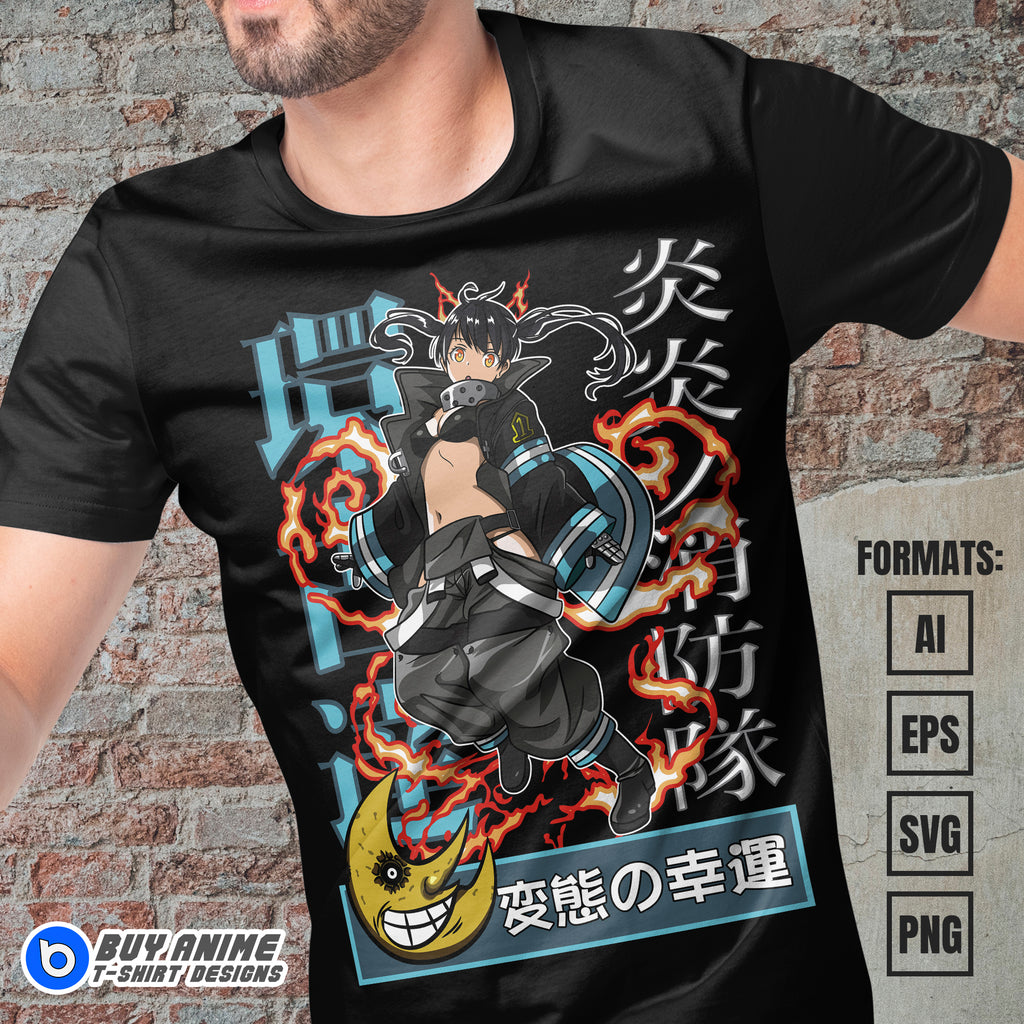 Premium Tamaki Kotatsu Fire Force Anime Vector T-shirt Design Template