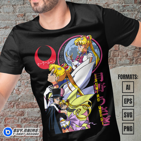 Premium Sailor Moon Anime Vector T-shirt Design Template #5