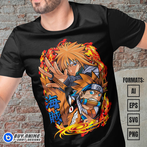 Premium Naruto x Minato Anime Vector T-shirt Design Template
