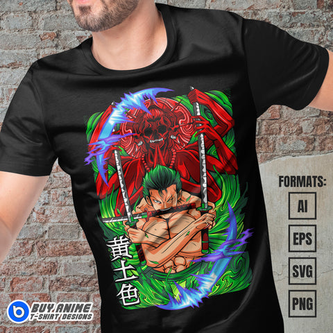 Premium Roronoa Zoro One Piece Vector T-shirt Design Template #21