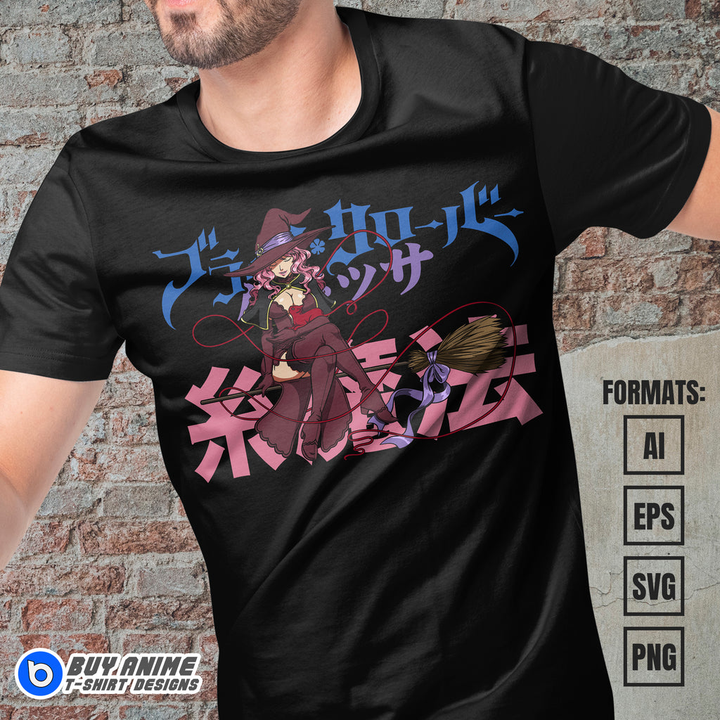 Premium Vanessa Enoteca Black Clover Anime Vector T-shirt Design Template