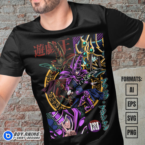 Premium Dark Magician Yu Gi Oh Anime Vector T-shirt Design Template #2