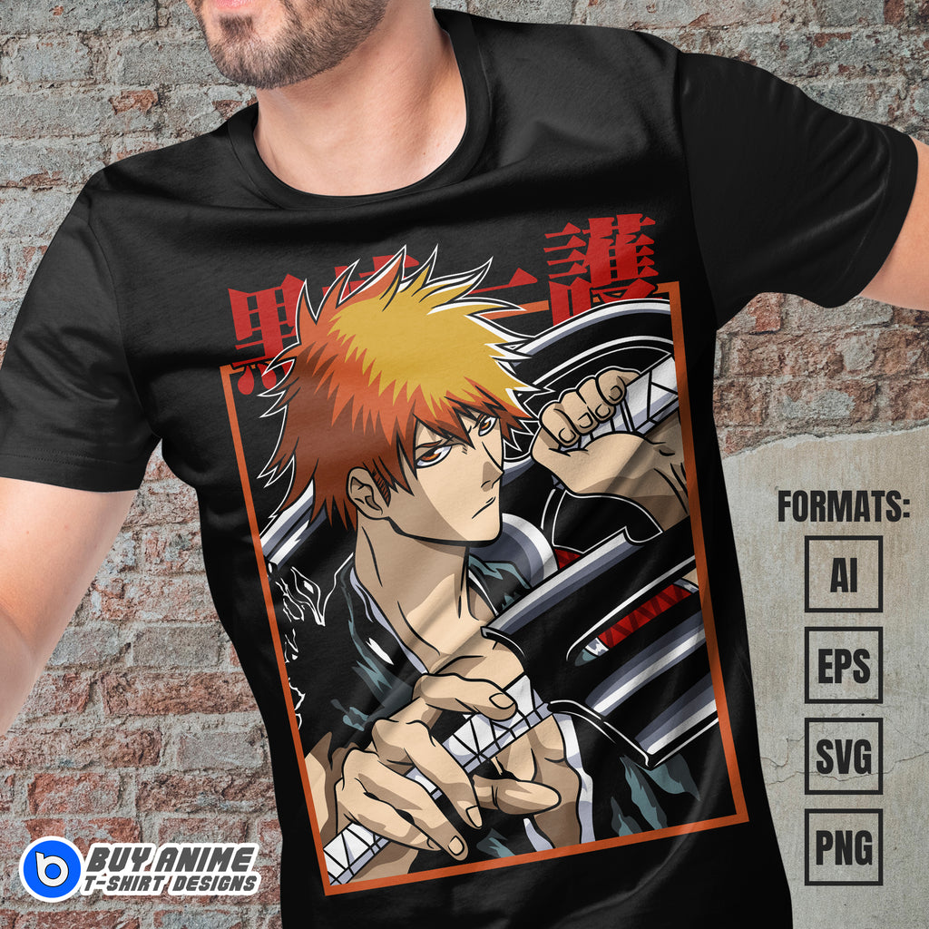 Premium Ichigo Kurosaki Bleach Anime Vector T-shirt Design Template #18