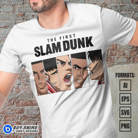 Premium Slam Dunk Anime Vector T-shirt Design Template #3