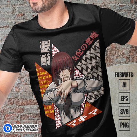 Premium Makima Chainsaw Man Anime Vector T-shirt Design Template #5