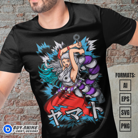 Premium Yamato One Piece Anime Vector T-shirt Design Template