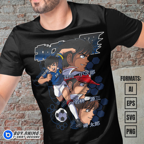 Premium Captain Tsubasa Anime Vector T-shirt Design Template