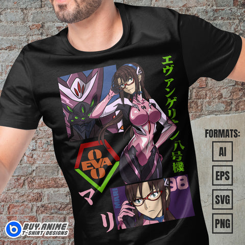 Premium Mari Makinami Neon Genesis Evangelion Anime Vector T-shirt Design Template